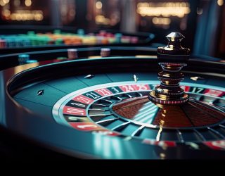 Casino roulette wheel. Close up. Ai generative Casino roulette wheel. Close up.